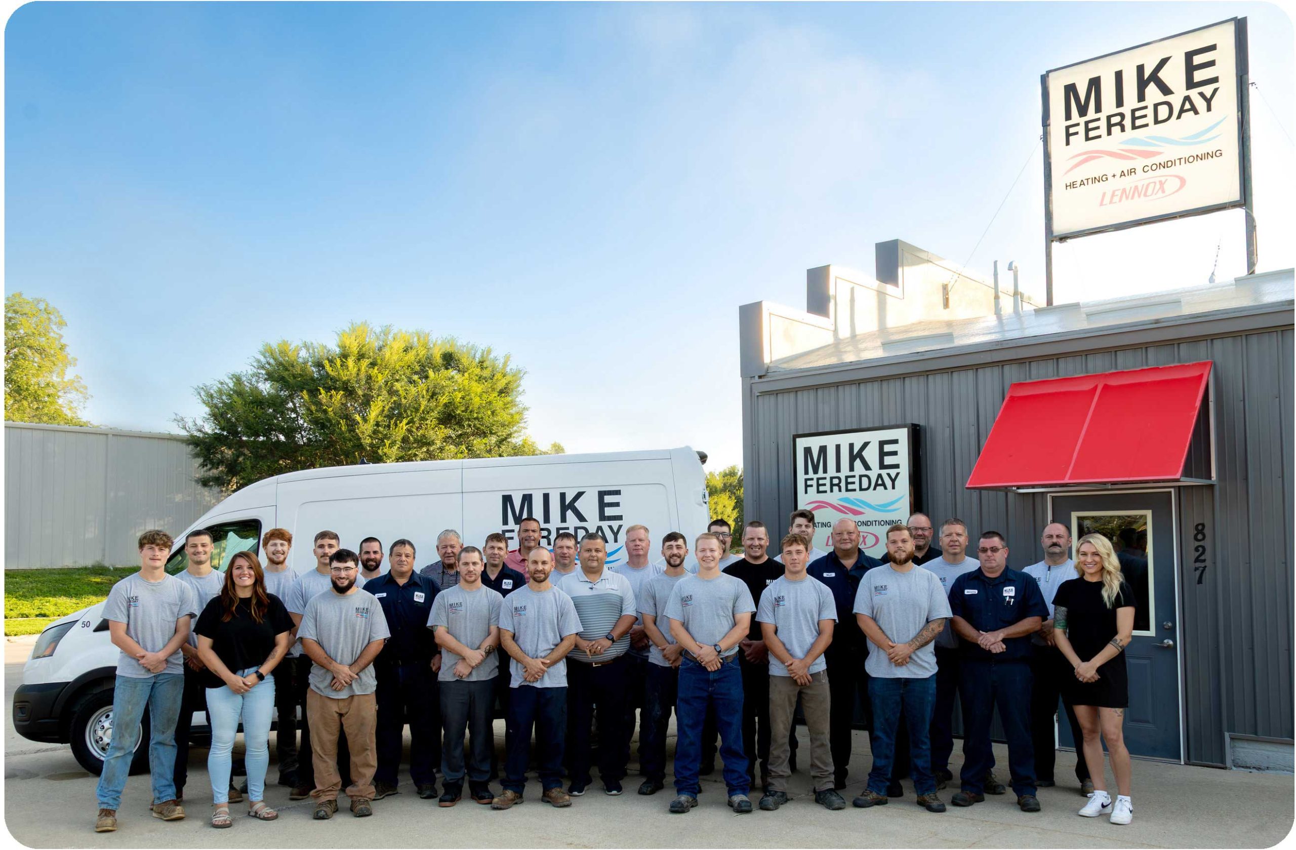 Mike Fereday team in front of building
